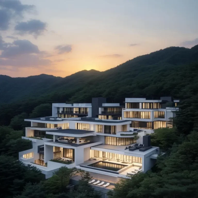 AI로 생성한 오버더마운틴 펜션 전경